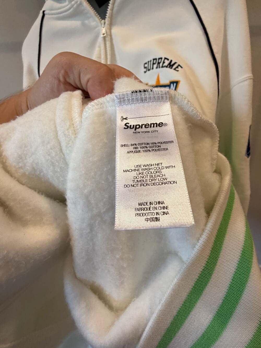 Supreme Playoffs Zip Up Hooded Sweatshirt White SS25 - Picture 8 of 8